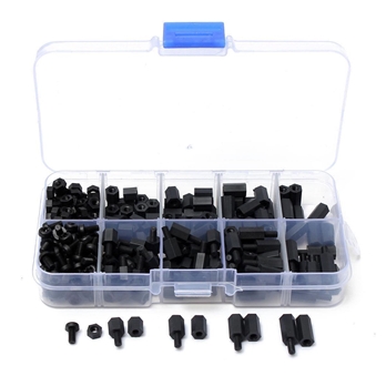 300pcs M3 nylon M-F Hex spacers screw nut assortment kit