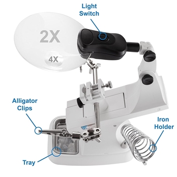 LED Light Helping Hands Magnifier Station