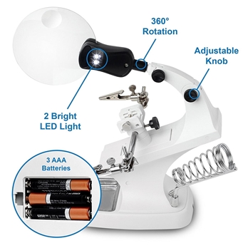 LED Light Helping Hands Magnifier Station