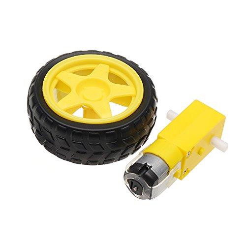 3~6V Dual Axis Gear Motor with 65mm Rubber Wheel Tire