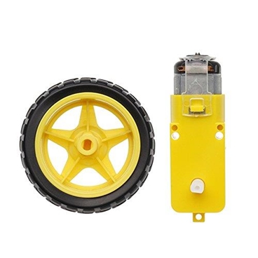 3~6V Dual Axis Gear Motor with 65mm Rubber Wheel Tire