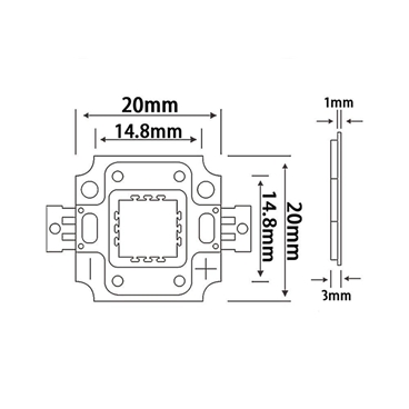 10W High Power Led Chip Cold White 6000~6500K