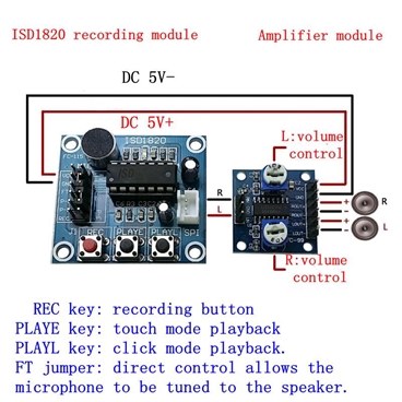 ISD1820 3-5V Voice Module Recording And Playback Module