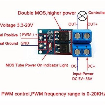 DC 5V-36V 400W Dual MOS Transistor Driving Module Switch PWM 0-20KHz
