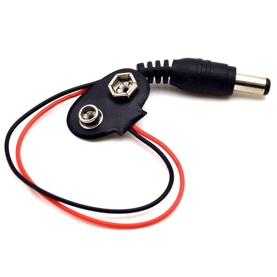 9V battery snap power cable with 5.5/2.1 DC jack [5pcs Pack]
