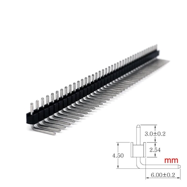 1X40Pin 2.54mm Male Right Angle Header [5pcs Pack]