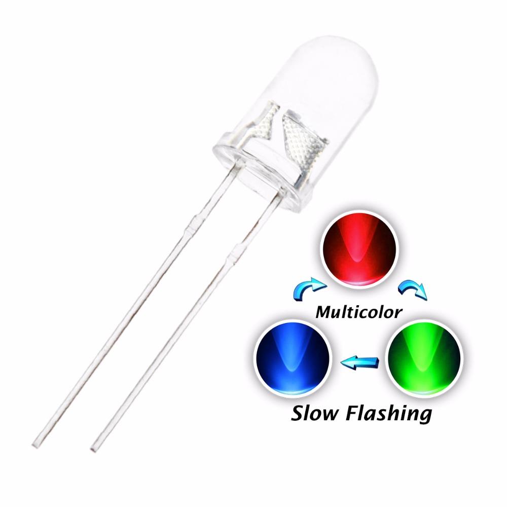 5mm RGB Slow Flashing Water Clear LED Lamp [20pcs Pack]