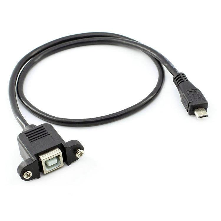 Panel Mount USB 2.0 B Female Socket to Micro USB 5 Pin Male Connector Cable