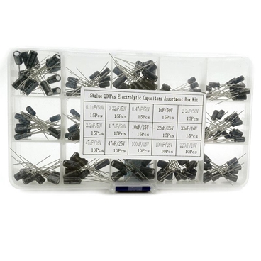 200pcs 15value Electrolytic Capacitor Assortment Box Kit