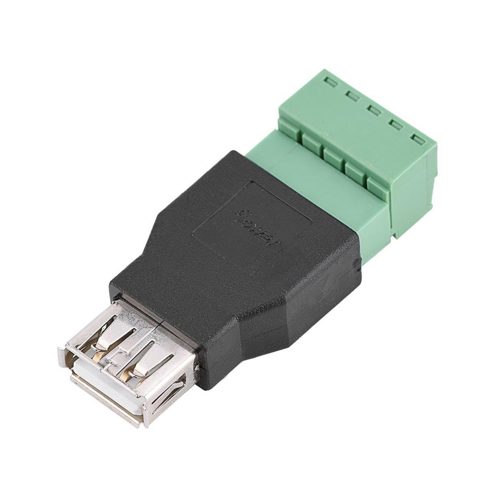 USB 2.0 Type A Female to 5 Pin Screw with Shield Terminal Plug Adapter Connector Converter