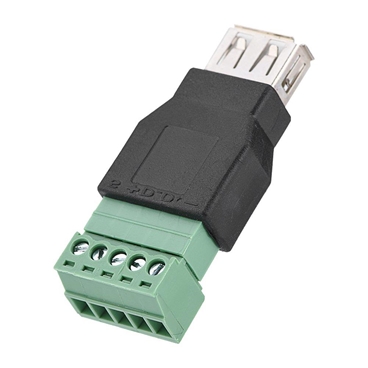 USB 2.0 Type A Female to 5 Pin Screw with Shield Terminal Plug Adapter Connector Converter