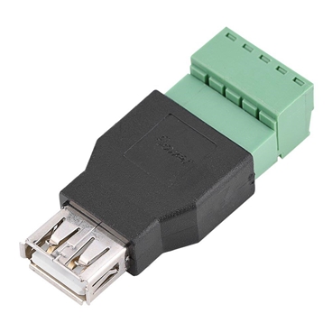 USB 2.0 Type A Female to 5 Pin Screw with Shield Terminal Plug Adapter Connector Converter