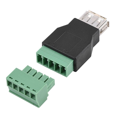 USB 2.0 Type A Female to 5 Pin Screw with Shield Terminal Plug Adapter Connector Converter