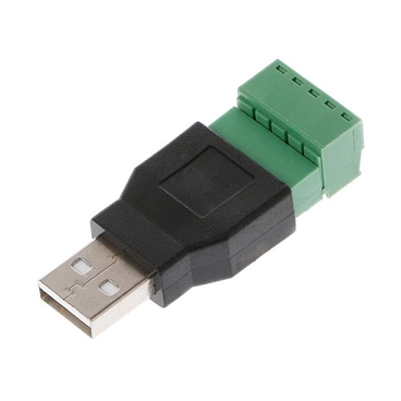 USB 2.0 Type A Male to 5 Pin Screw with Shield Terminal Plug Adapter Connector Converter