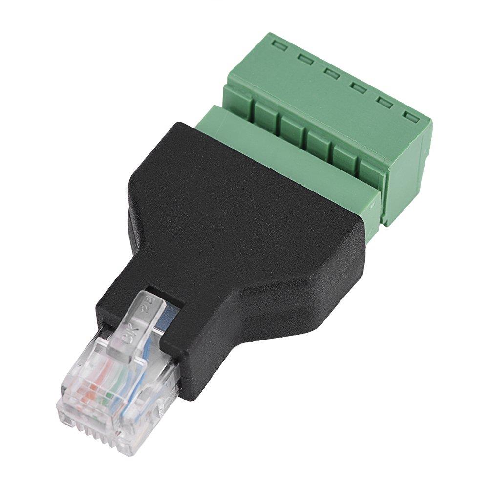 Ethernet RJ12 6P6C Male to Screw Terminal 6 Pin Splitter with Shield Terminal Plug CCTV Adapter Connector
