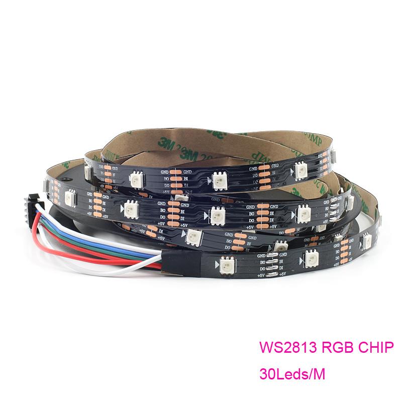 DC5V WS2813 30leds/M individually led pixel strip Black or White PCB [IP20, 5Meters]