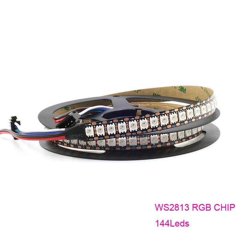 DC5V WS2813 144leds individually led pixel strip Black or White PCB [IP20, 1Meter]