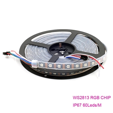 DC5V WS2813 60leds/M individually led pixel strip Black or White PCB [IP67, 5Meters]