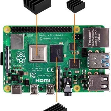 Single Cooling Fan & Heatsinks for Raspberry Pi 4