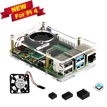 Acrylic Case for Raspberry Pi 4 With Cooling Fan, 3 Heatsinks