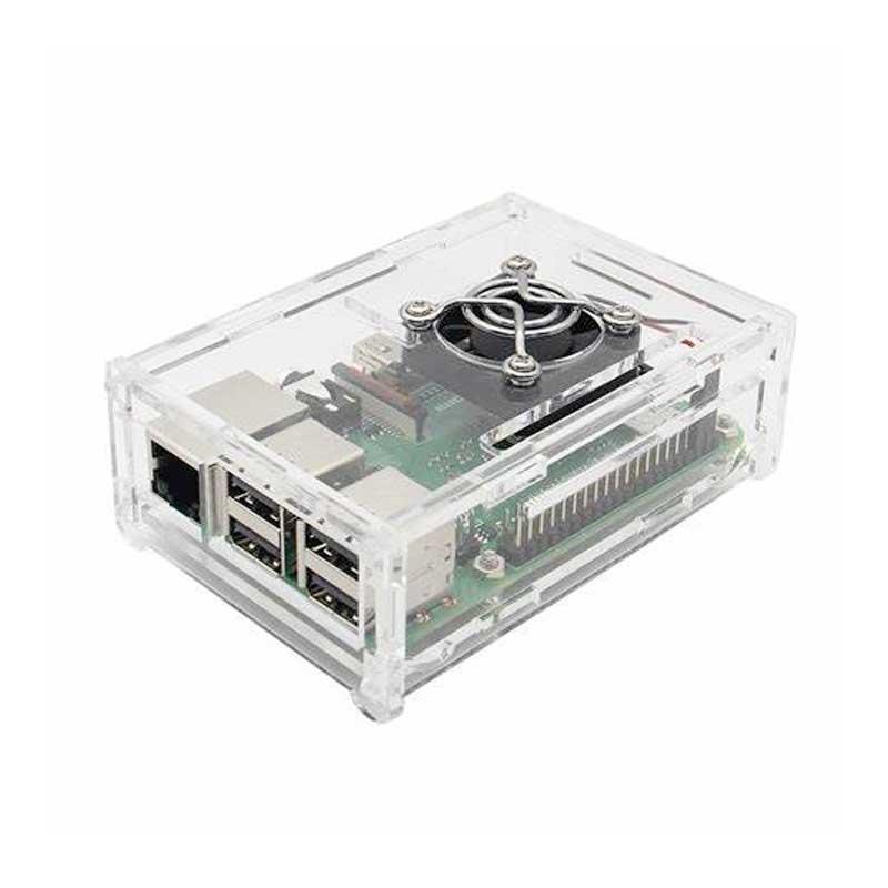 Clear Acrylic Enclosure Box with Cooling Fan For Raspberry Pi 4