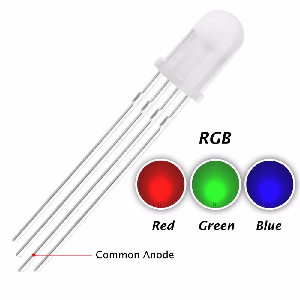 5mm Common Anode RGB Diffused Emitting Diode Lamp [10pcs Pack]