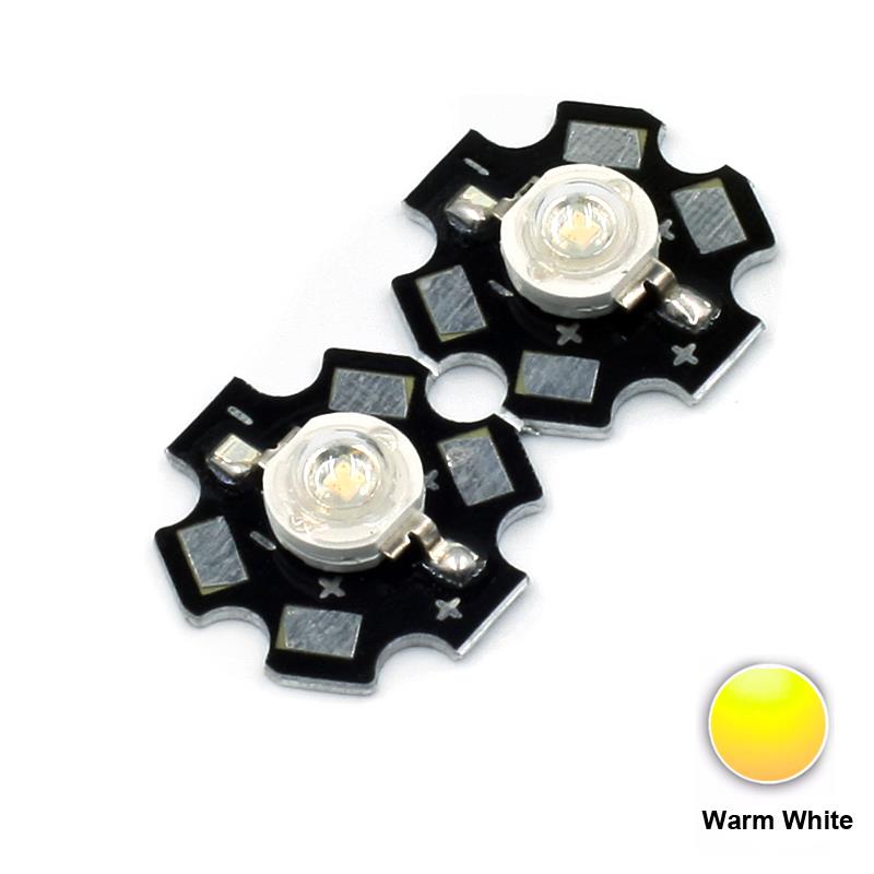 3W Warm White High Power LED with Heatsink [2pcs Pack]