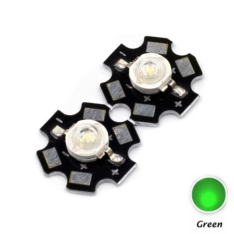 3W Green High Power LED with 2.0mm thinkness heatsink [2pcs Pack]