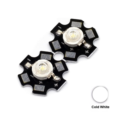 3W Cold White High Power LED with Heatsink [2pcs Pack]