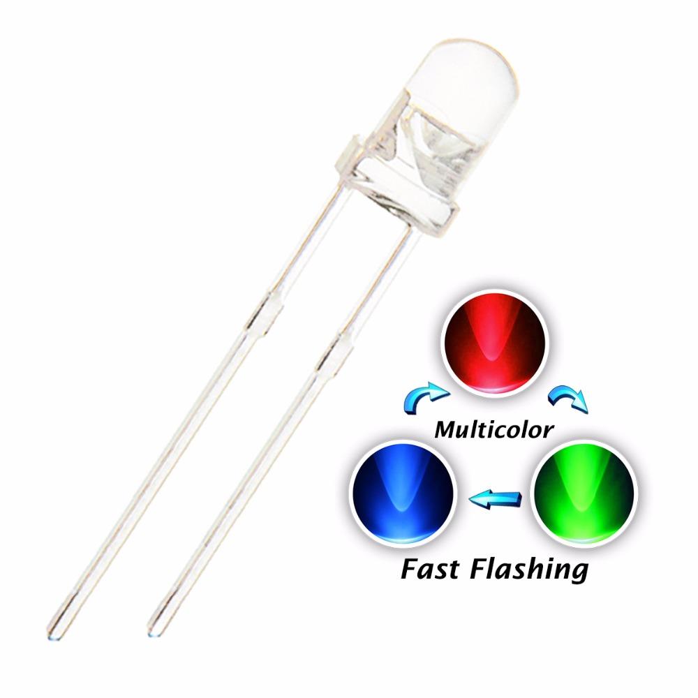 5mm RGB Fast Flashing Water Clear LED Lamp [20pcs Pack]