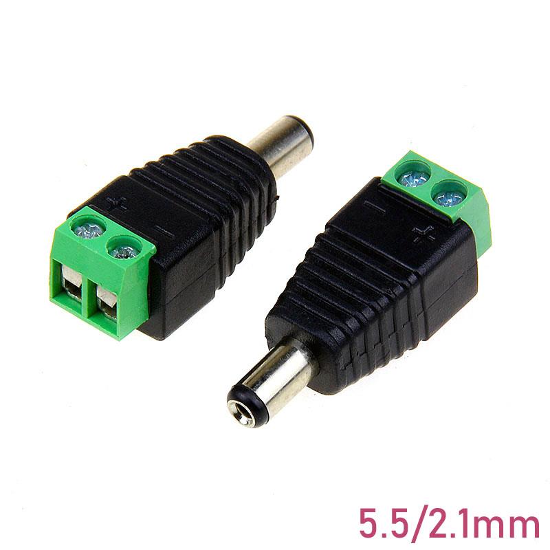 5.5 x 2.1mm DC Male Plug Power Connector to Terminal Block [5pcs Pack]