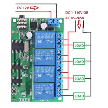 AD22B04  4 Channel DTMF Audio Decoder Relay Control Commands with Remote Control