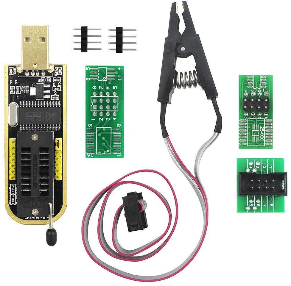 SOIC8 SOP8 Flash Chip IC Test Clips Socket Adapter Programmer BIOS + CH341A 24 25 Series EEPROM Flash BIOS USB Programmer Kit