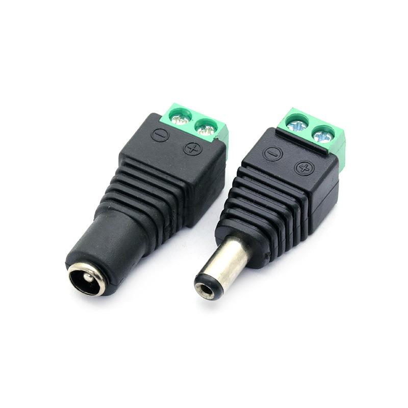 5.5 x 2.1mm DC Male and Female Plug Power Connector to Terminal Block