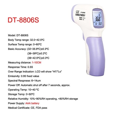 CEM DT-8806S Non-contact Infrared Thermometer For Measuring Human Body Temperature