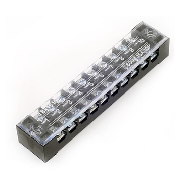 600V 15A 10-Position Screw Barrier Terminal Block, TB-1510 Wire Barrier Block Terminal Strip, Power Distribution Terminal