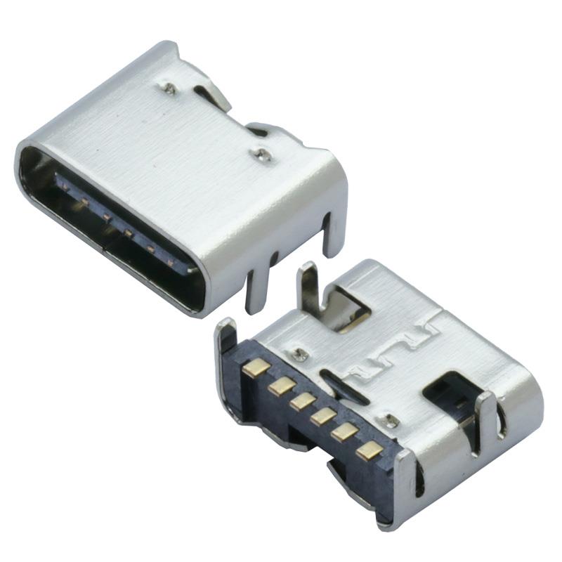USB Type C 6 Pin SMT Socket Connector USB 3.1 Type C Female Placement SMD DIP for PCB [10pcs Pack]