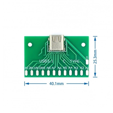 USB Type C Female Connector Adapter Test Board