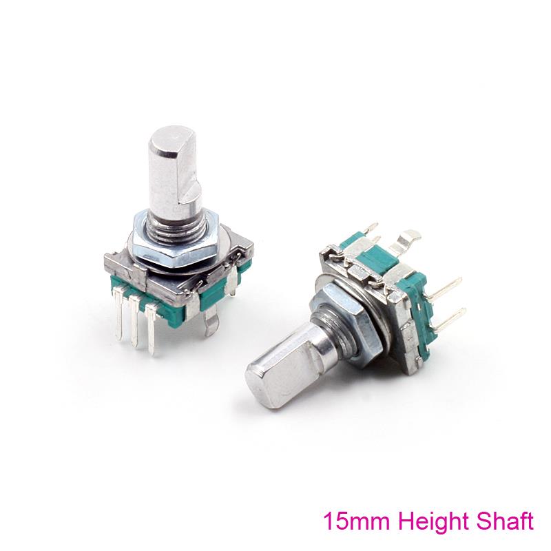 360 Degree Rotary Encoder Code Switch Digital Potentiometer EC11 15mm D-Shaft