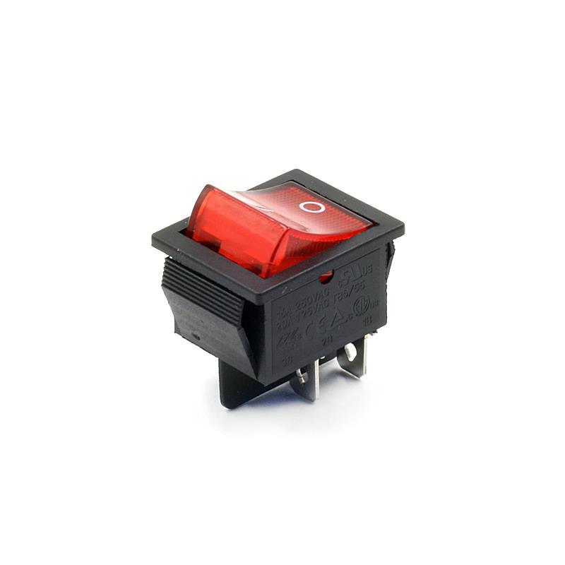KCD4 DPST 4Pin On-Off Red Light Panel Rocker Switch 15A/250V 20A/125V [2pcs Pack]