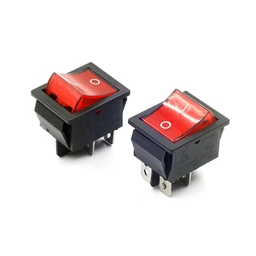 KCD4 DPST 4Pin On-Off Red Light Panel Rocker Switch 15A/250V 20A/125V [2pcs Pack]