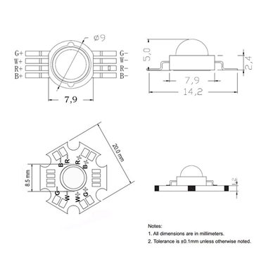 Supper bright 4X3W 12W RGBW LED Lamp with PCB