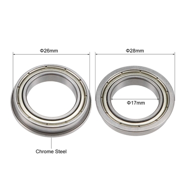 F6803ZZ Flange Ball Bearing 17x26x5mm Shielded Chrome Bearings