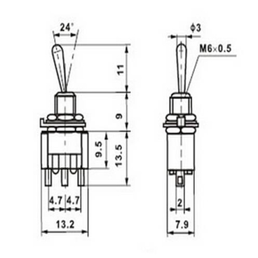 MTS-102 SPDT ON-ON Latching Miniature Toggle Switch