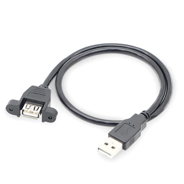 USB 2.0 A Male to USB2.0 A Female Molded Panel Mount Extension Cable