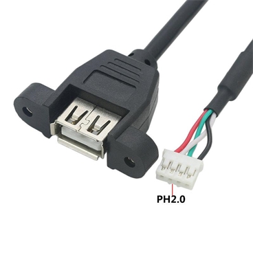 USB 2.0 Type A Female to PH2.0 Molded Panel Mount Extension Cable