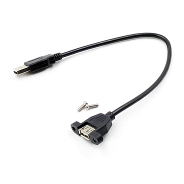 USB 2.0 A Male to USB2.0 A Female Molded Panel Mount Extension Cable