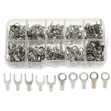 320PCS Cold Pressed OT/UT Fork Round Wire Connector Electrical Crimp Terminals Copper cable Connector Assortment Kit with Box