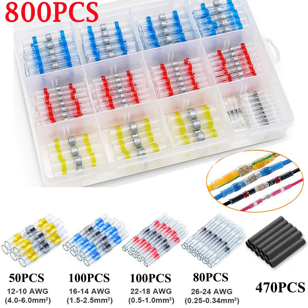 800PCS Solder Seal Wire Connectors Heat Shrink Connectors with Solder Ring