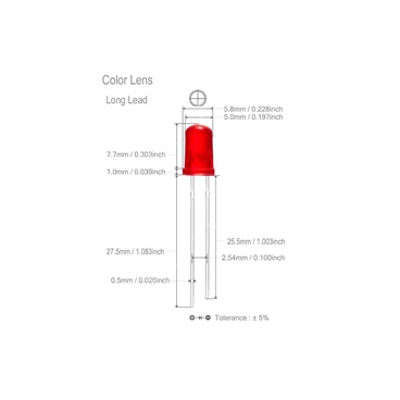 5mm RED Diffuse LED Lamp [50pcs Pack]